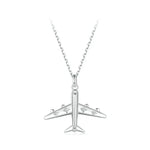 Delicate Airplane Pendant Necklace Platinum Plated Necklace